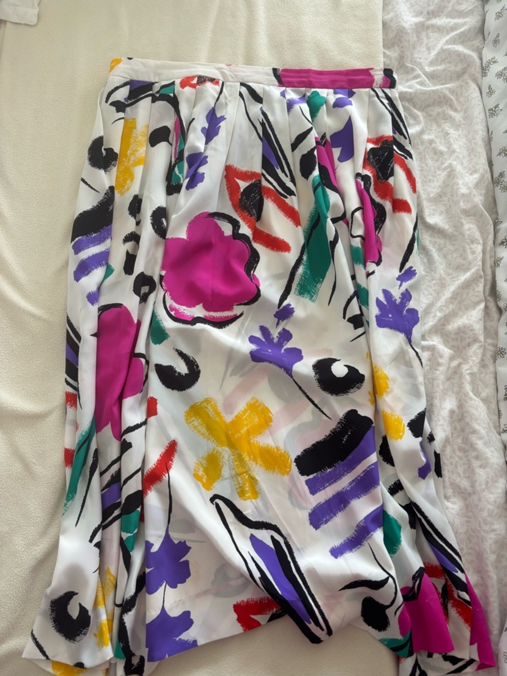 Campus Casuals White Multi-Color Abstract Floral Skirt